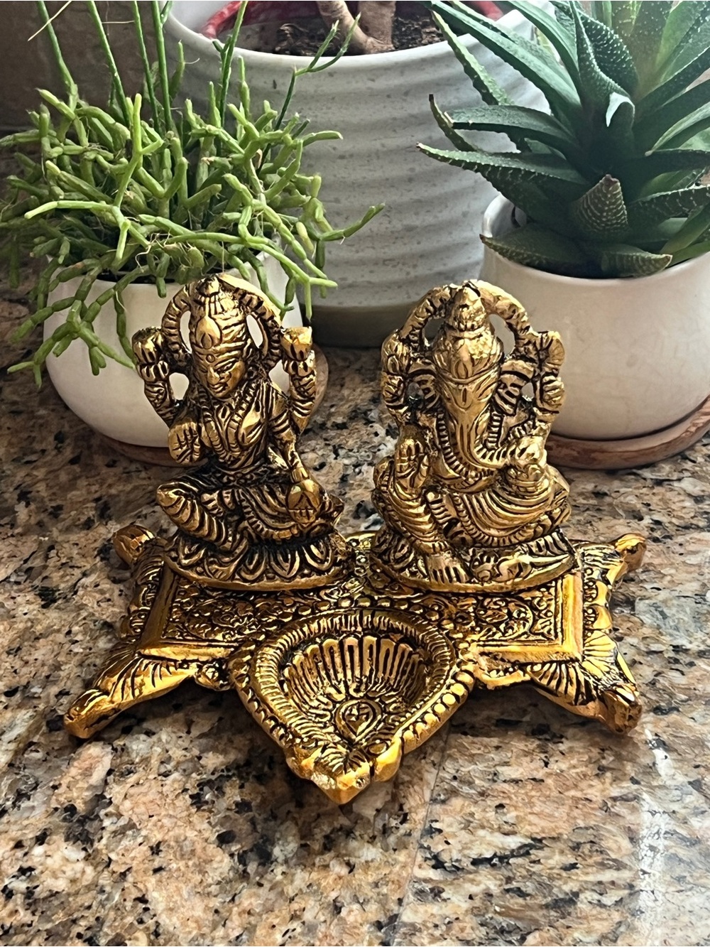 Antique finish- Laxmi Ji Ganesh Ji Murti Idol Set  for Home Puja & Diwali -metal